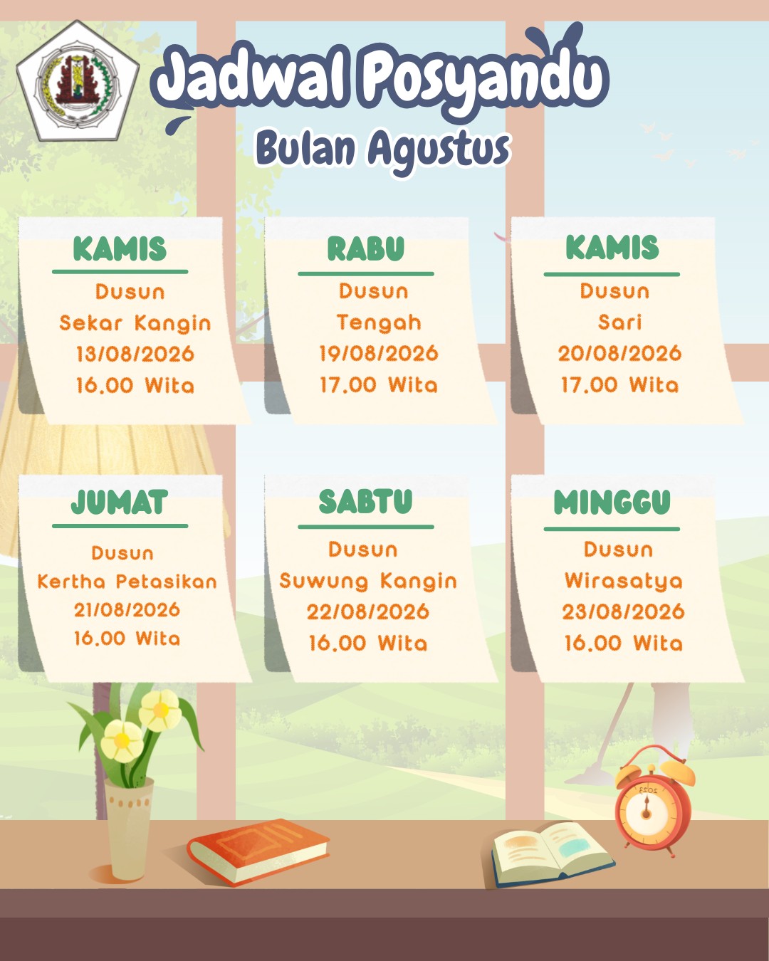 JADWAL POSYANDU BULAN AGUSTUS 2