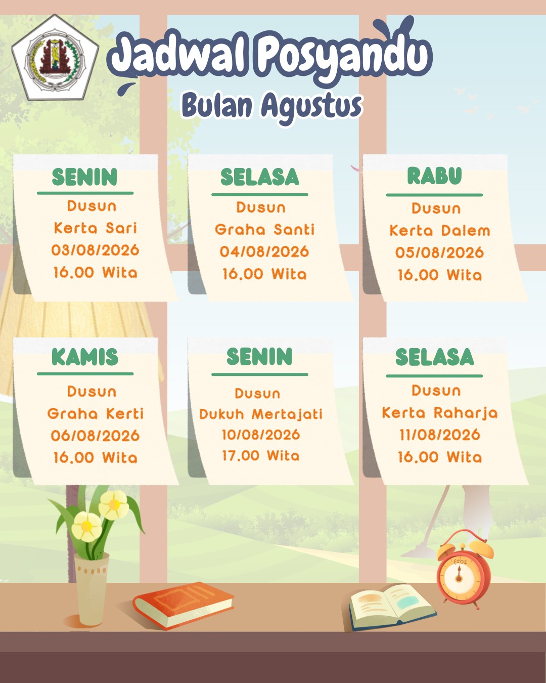 JADWAL POSYANDU BULAN AGUSTUS