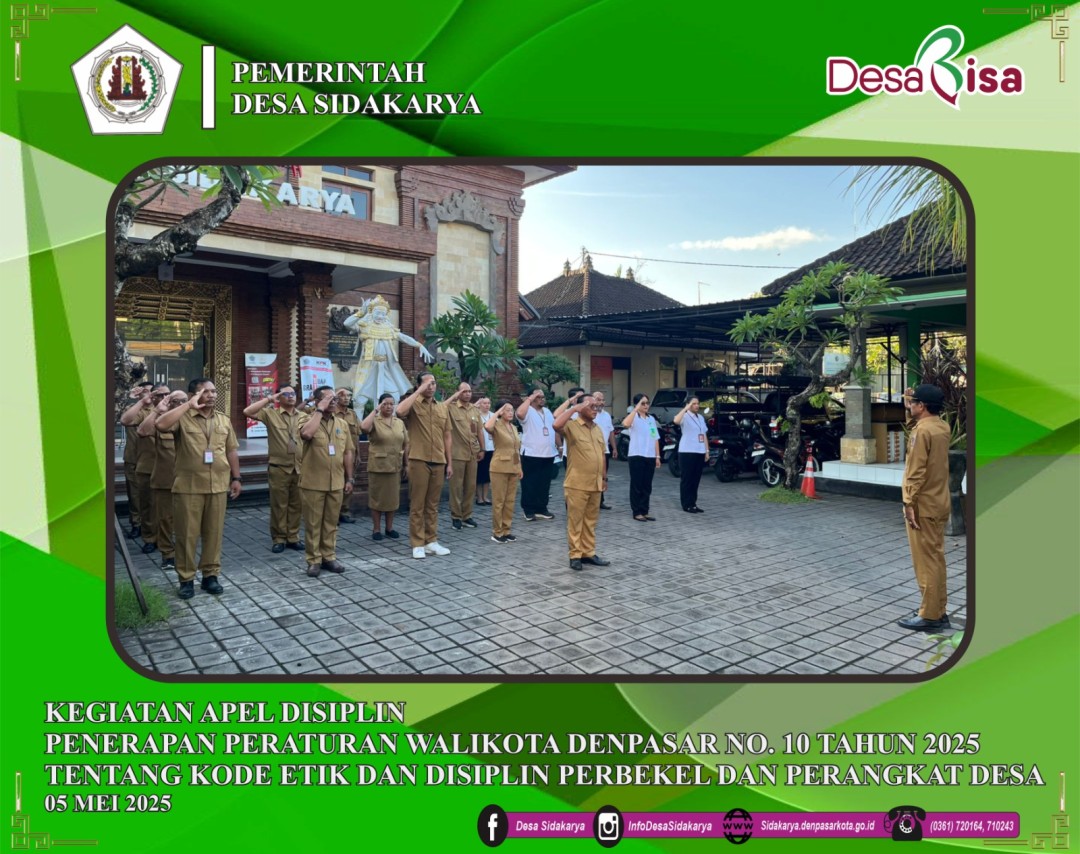 Kegiatan Apel Displin Penerapan Peraturan Walikota Denpasar Nomor 10 Tahun 2025  ( Bulan Mei )